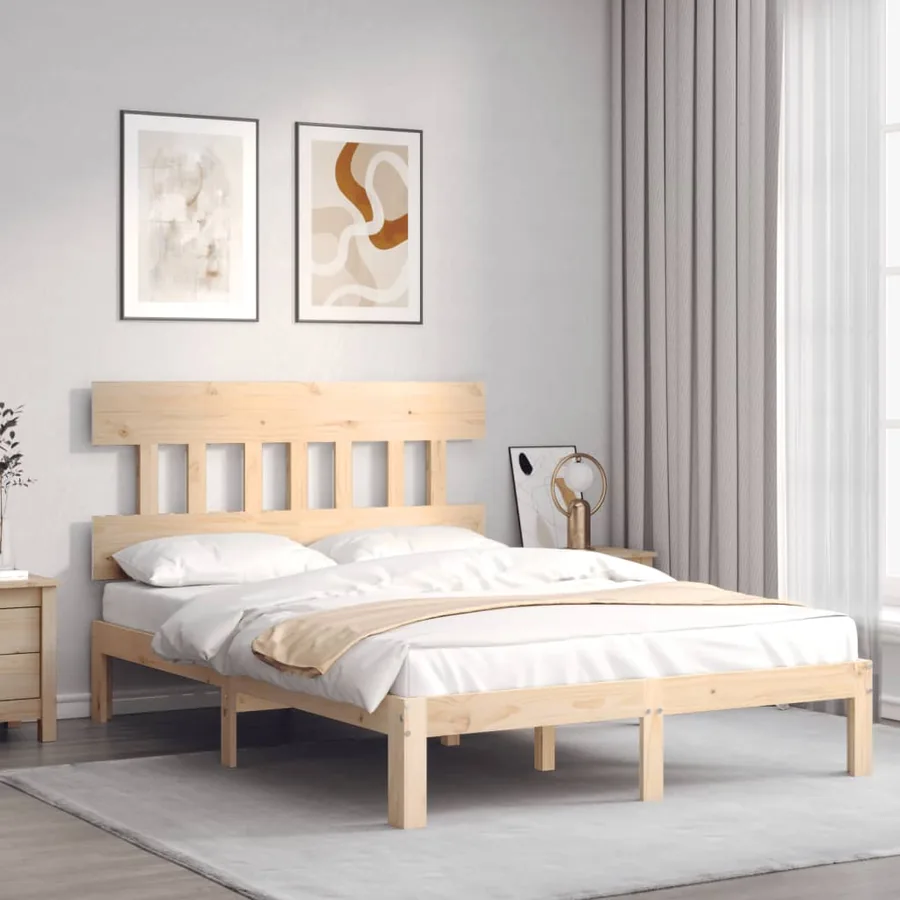 Cadre de lit sans matelas 140x200 cm bois massif de pin - 3