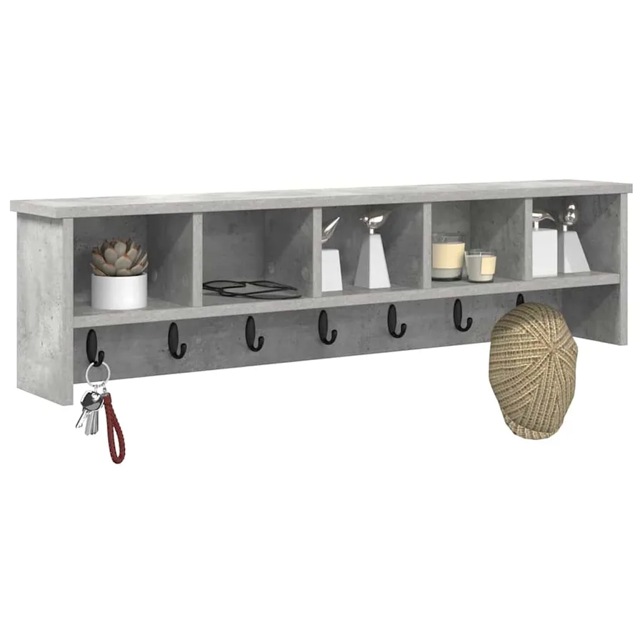 Porte-manteau mural avec étagère Gris béton 100 x 16 x 26 cm - 3