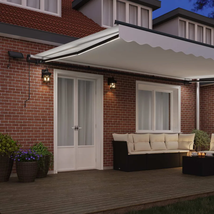 Auvent rétractable Blanc 500 × 300 cm Tissu et Aluminium - 3