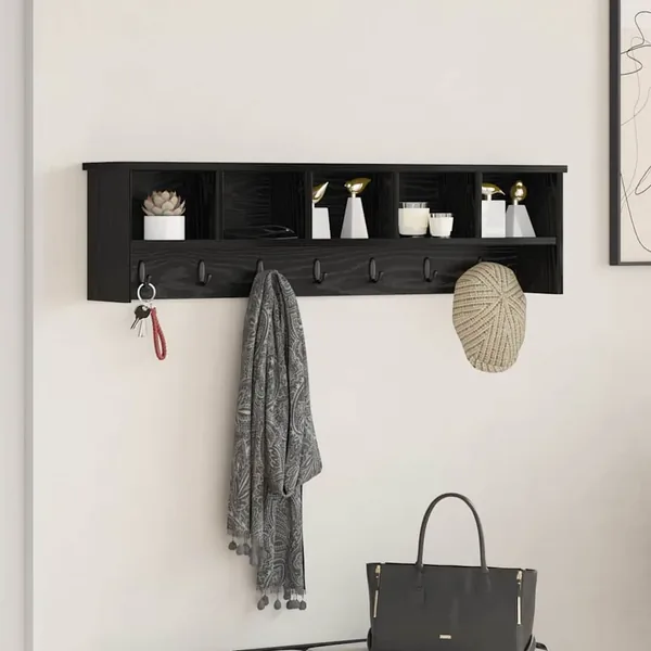 Porte-manteau mural avec étagère Chêne noir 100 x 16 x 26 cm