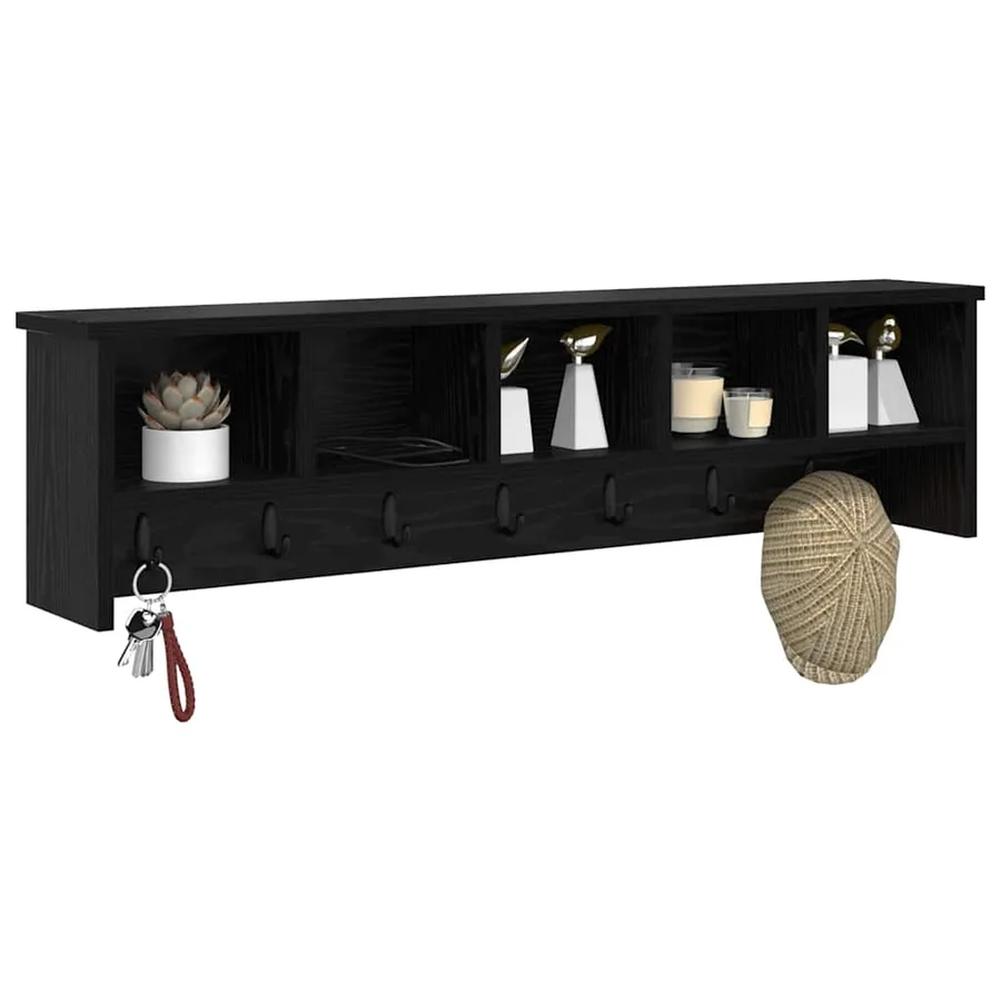 Porte-manteau mural avec étagère Chêne noir 100 x 16 x 26 cm - 3