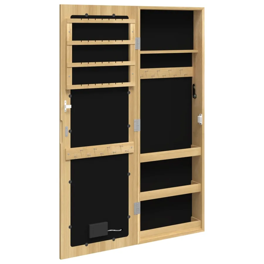 Armoire à bijoux avec miroir et éclairage LED mural - 8