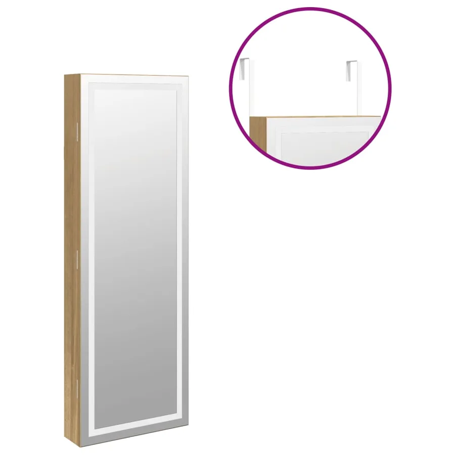 Armoire à bijoux avec miroir et éclairage LED mural - 9