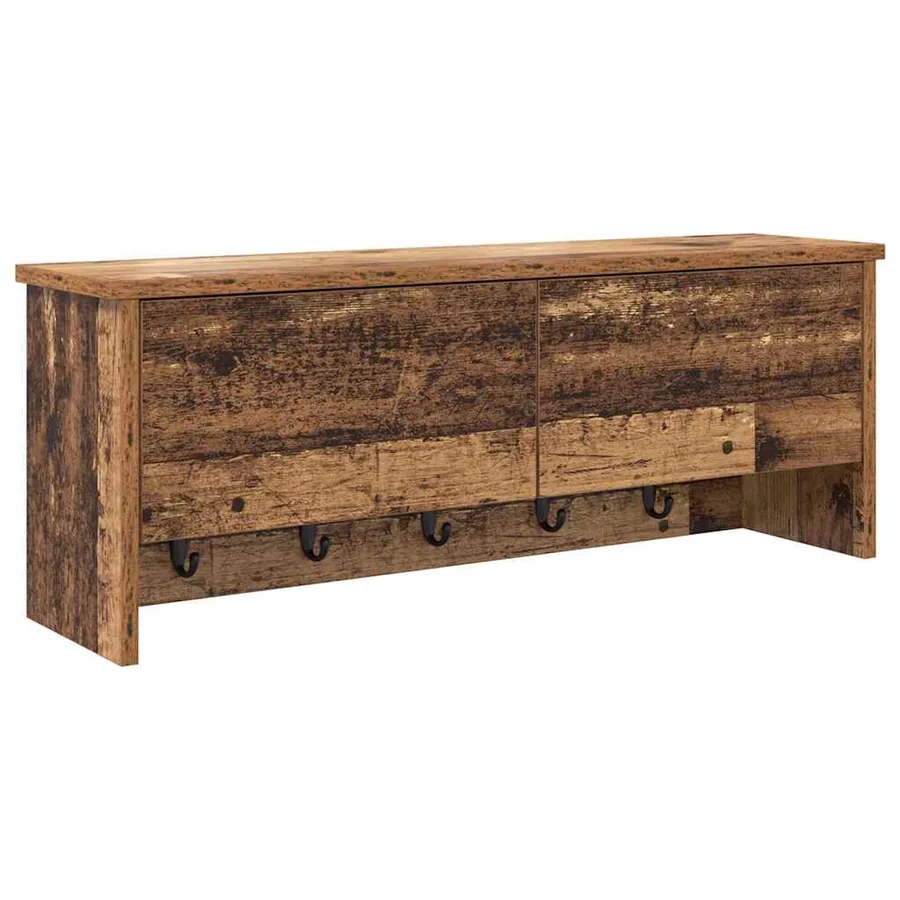 Porte-manteau mural avec étagère Bois ancien 80 x 20 x 30 cm - 2