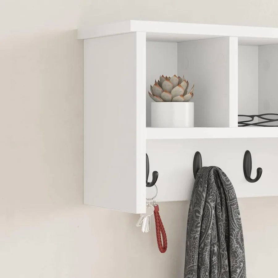 Porte-manteau mural Blanc 50 x 16 x 26 cm Bois d'ingénierie - 4
