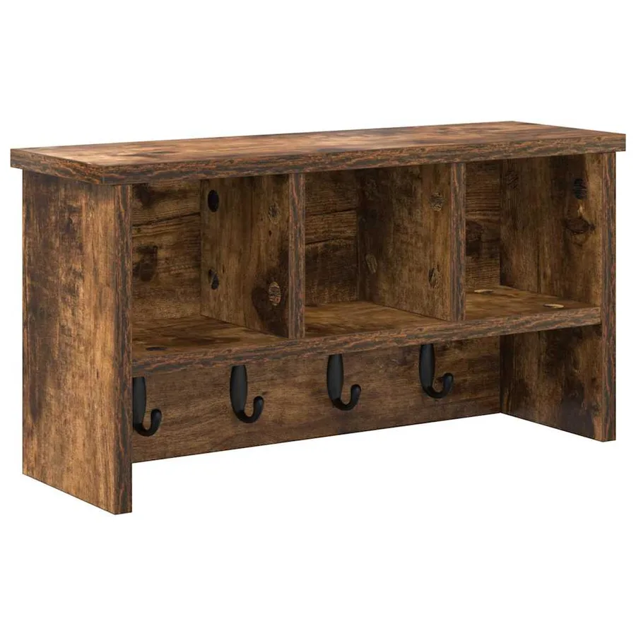 Porte-manteau mural avec étagère Chêne fumé 50 x 16 x 26 cm - 2