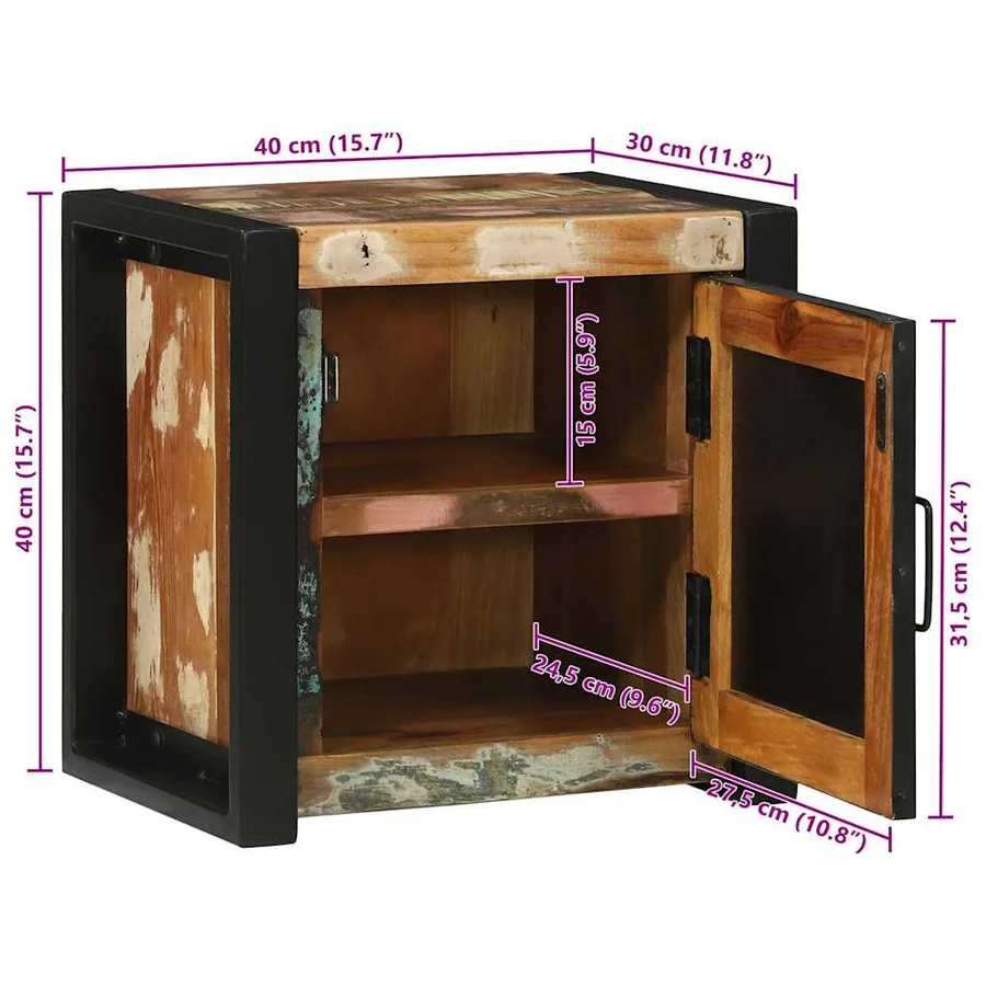 Armoire de salle de bain avec porte Marron Bois Recyclé Solide - 14