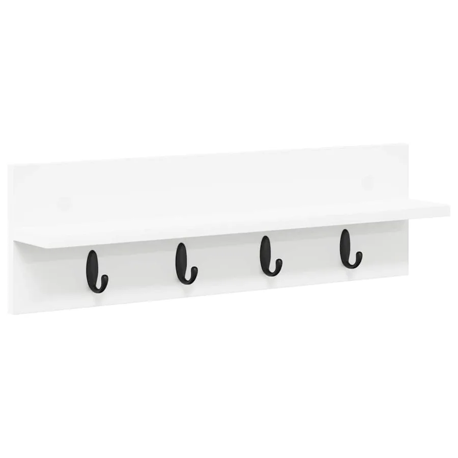 Porte-manteau mural Blanc 60 x 10,5 x 18 cm Bois d'ingénierie - 2
