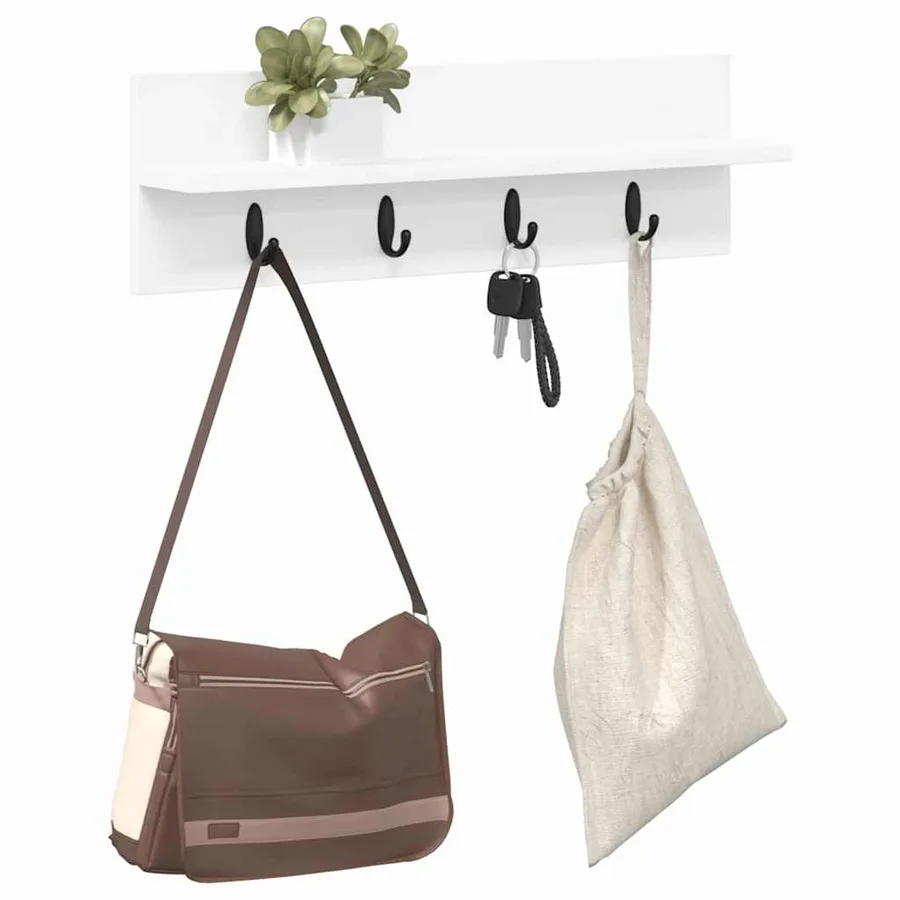 Porte-manteau mural Blanc 60 x 10,5 x 18 cm Bois d'ingénierie - 3