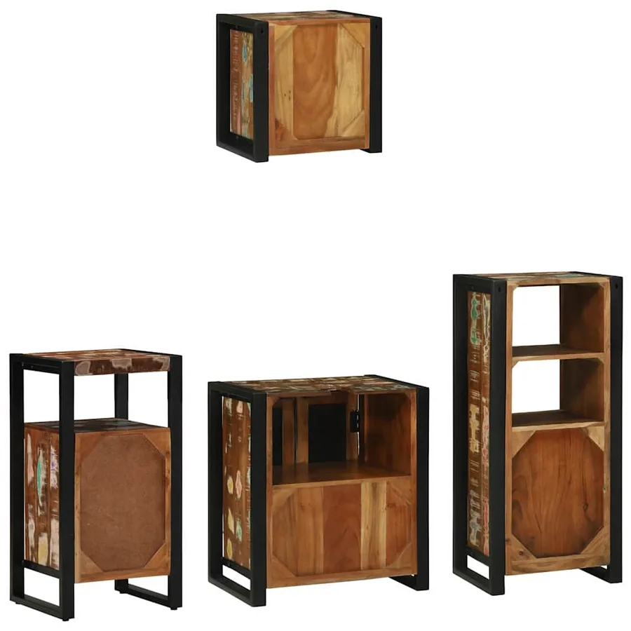 Ensemble de mobilier de salle de bain 4 pcs Bois Recyclé Solide - 10