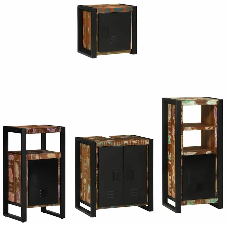 Ensemble de mobilier de salle de bain 4 pcs Bois Recyclé Solide - 2