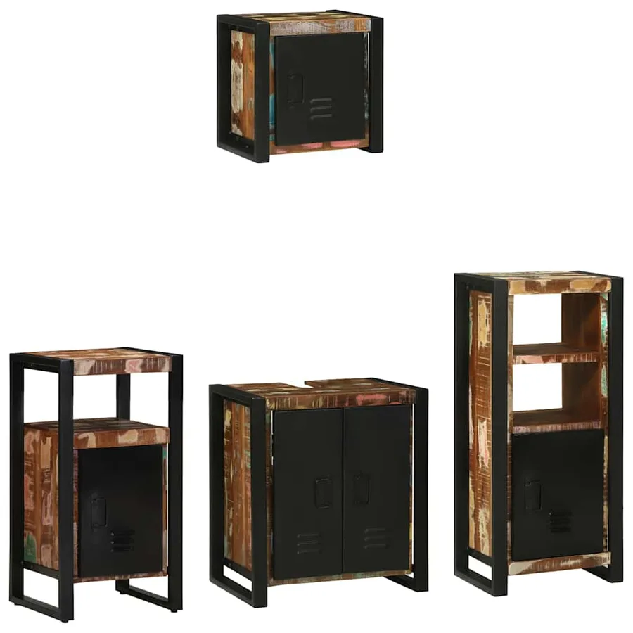 Ensemble de mobilier de salle de bain 4 pcs Bois Recyclé Solide - 3