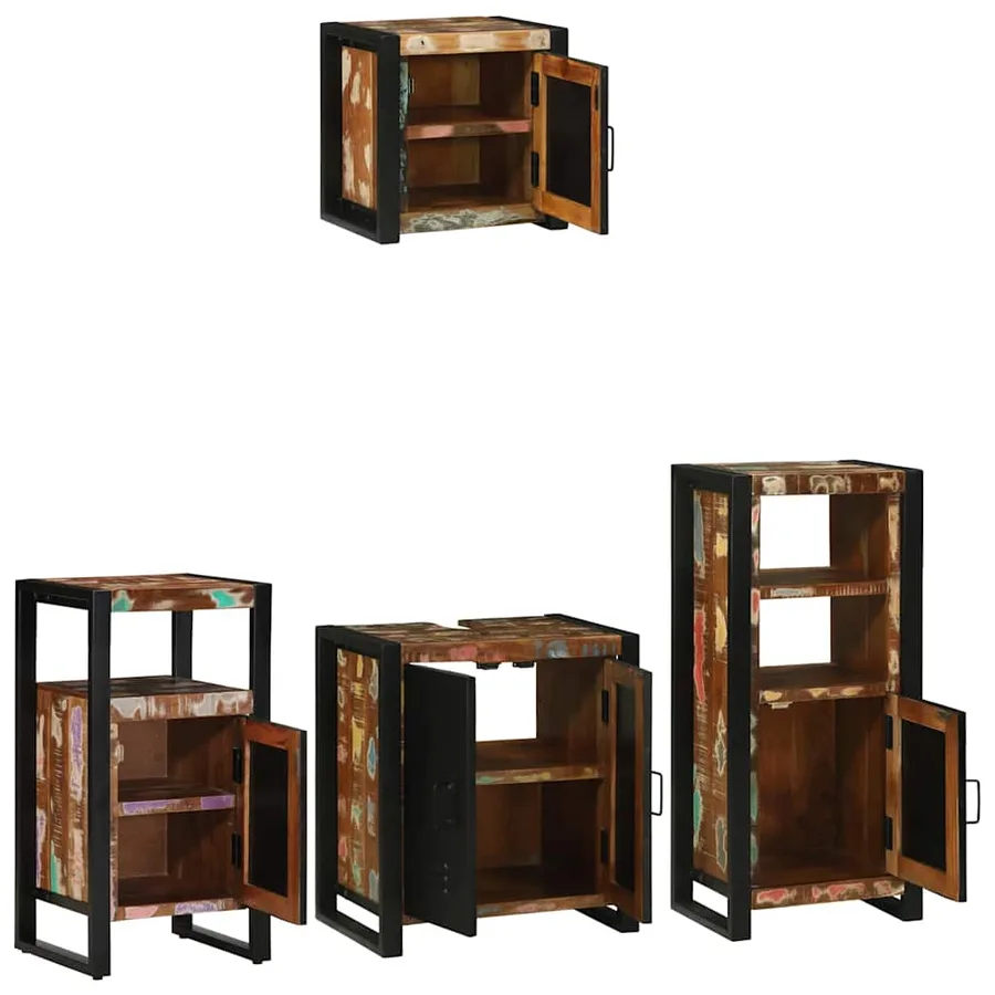 Ensemble de mobilier de salle de bain 4 pcs Bois Recyclé Solide - 4