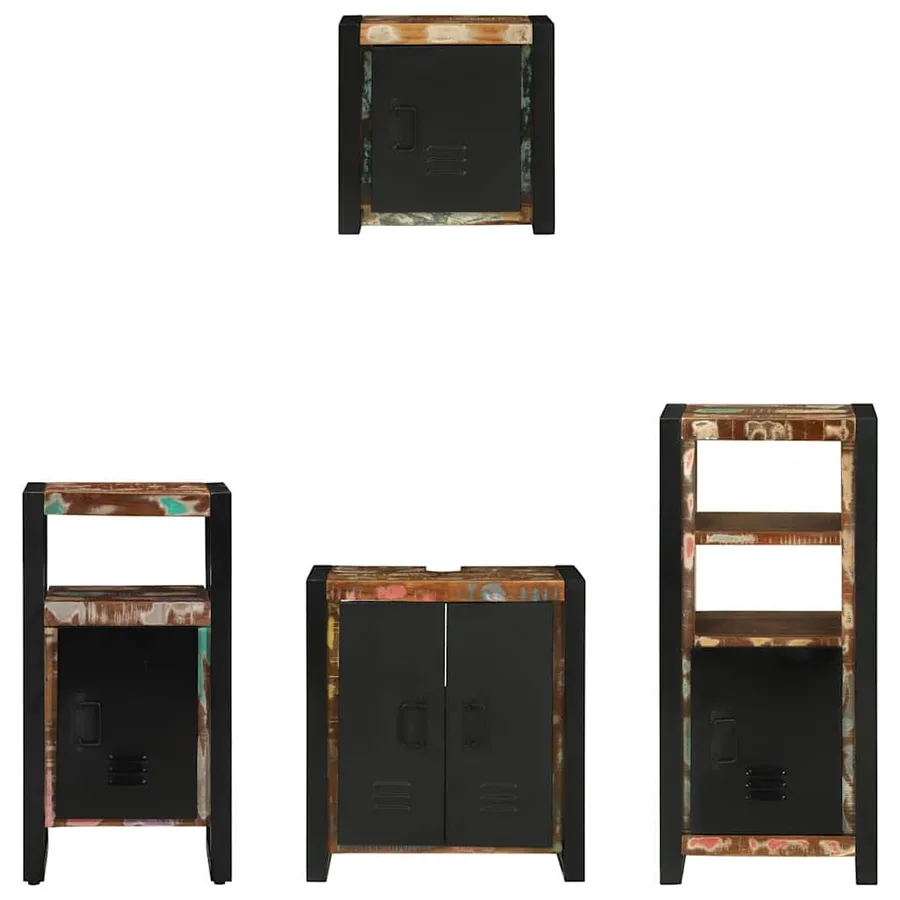 Ensemble de mobilier de salle de bain 4 pcs Bois Recyclé Solide - 9