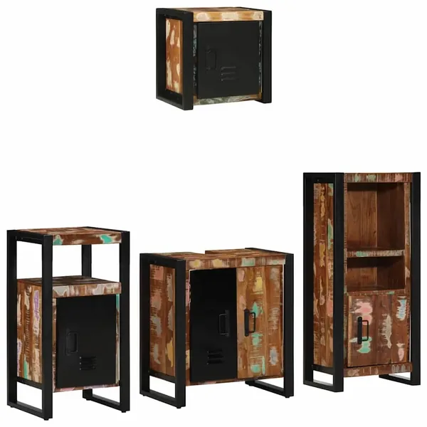 Ensemble de mobilier de salle de bain 4 pcs Bois Recyclé Solide
