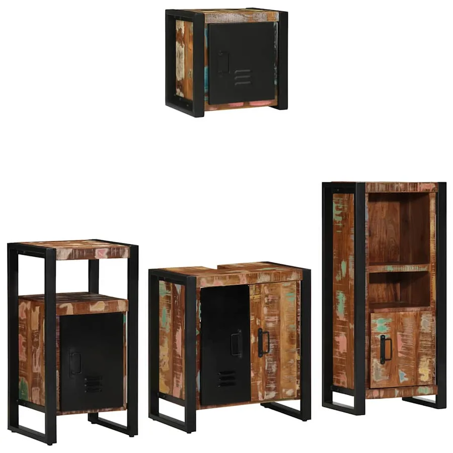Ensemble de mobilier de salle de bain 4 pcs Bois Recyclé Solide - 3