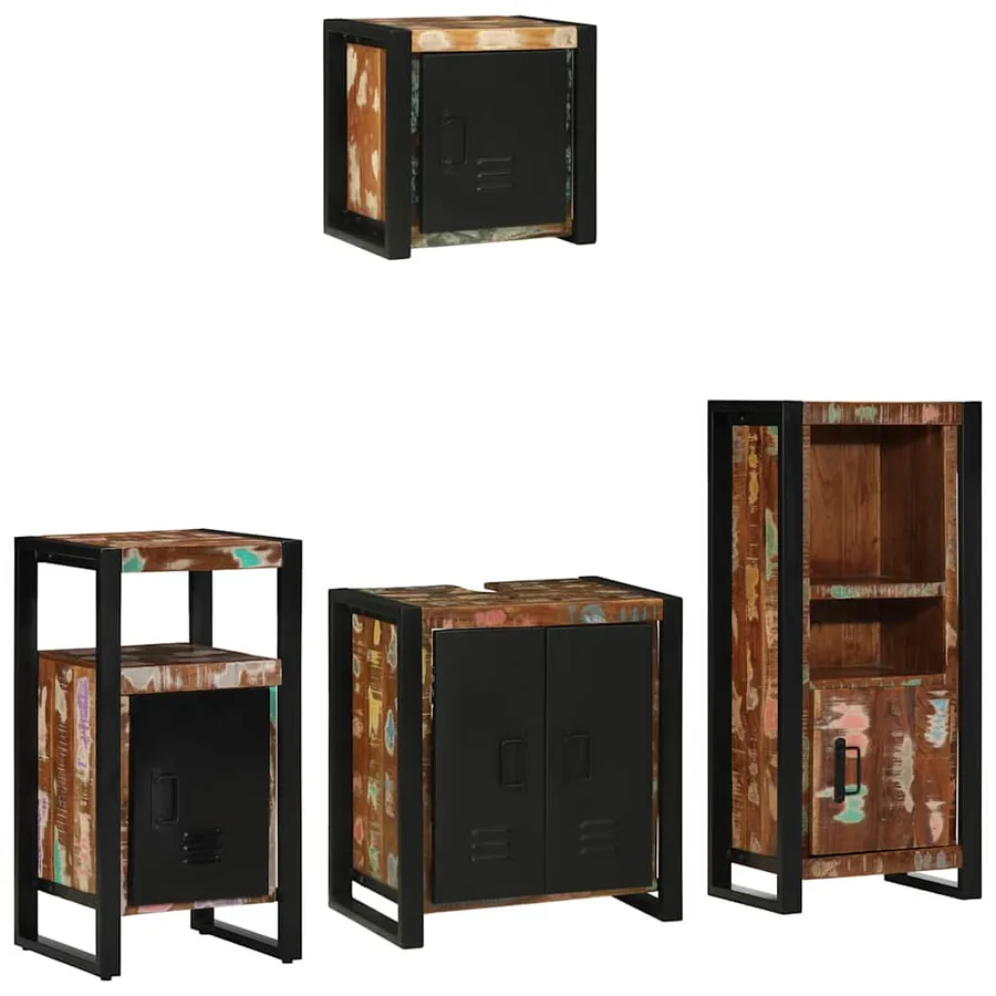 Ensemble de mobilier de salle de bain 4 pcs Bois Recyclé Solide - 10
