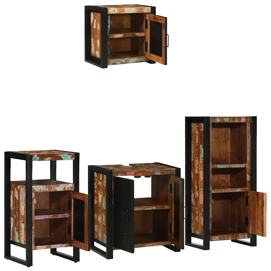 Ensemble de mobilier de salle de bain 4 pcs Bois Recyclé Solide - 3