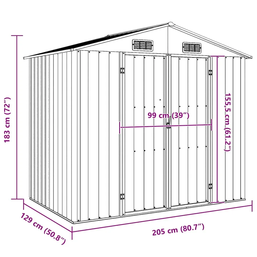 Abri de jardin Vert 205x129x183 cm Métal galvanisé - 8