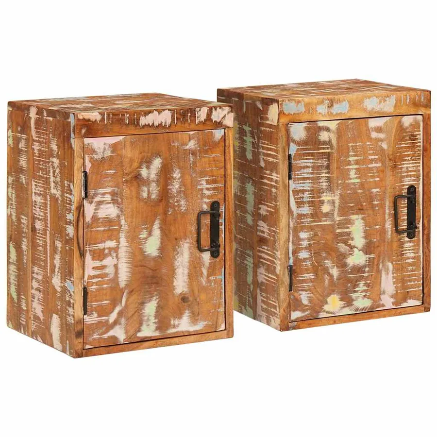 Table de chevet 2 pcs Marron Bois massif de récupération