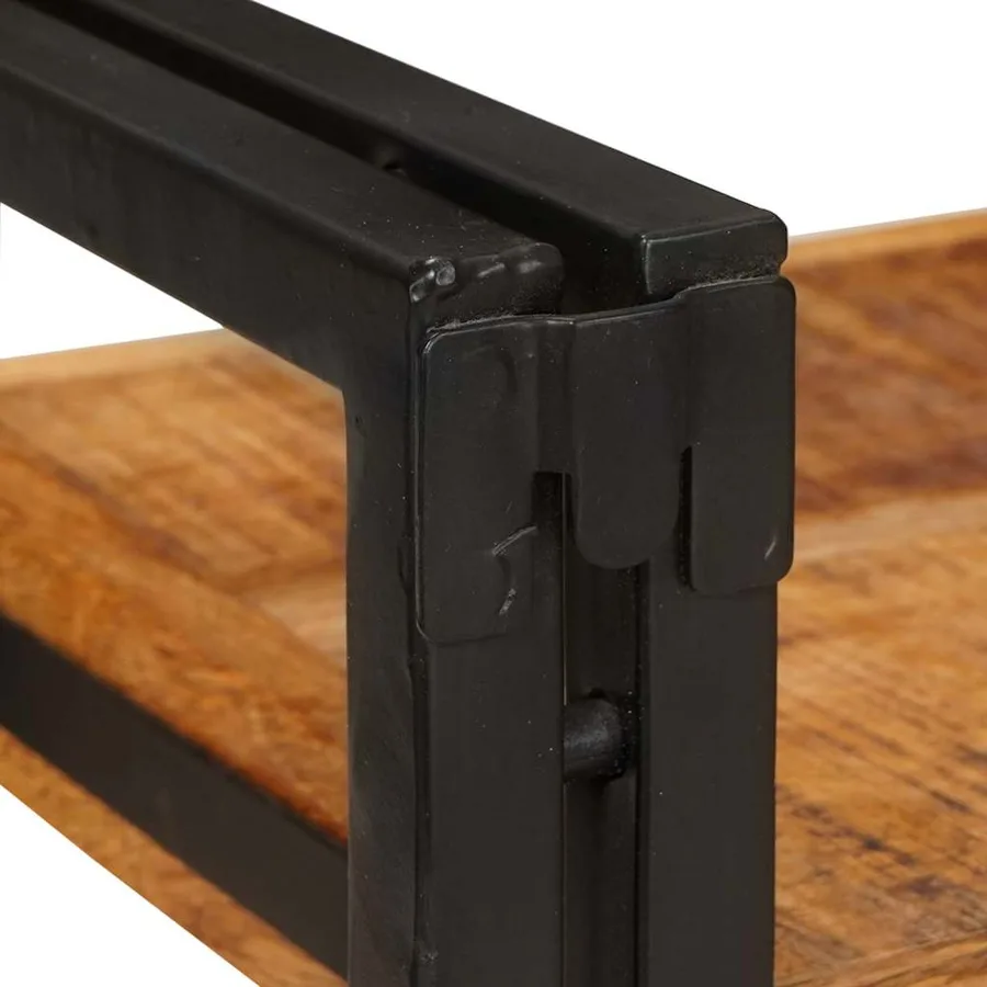 Table de chevet 2 pcs Marron et Noir Bois de mangue massif - 11