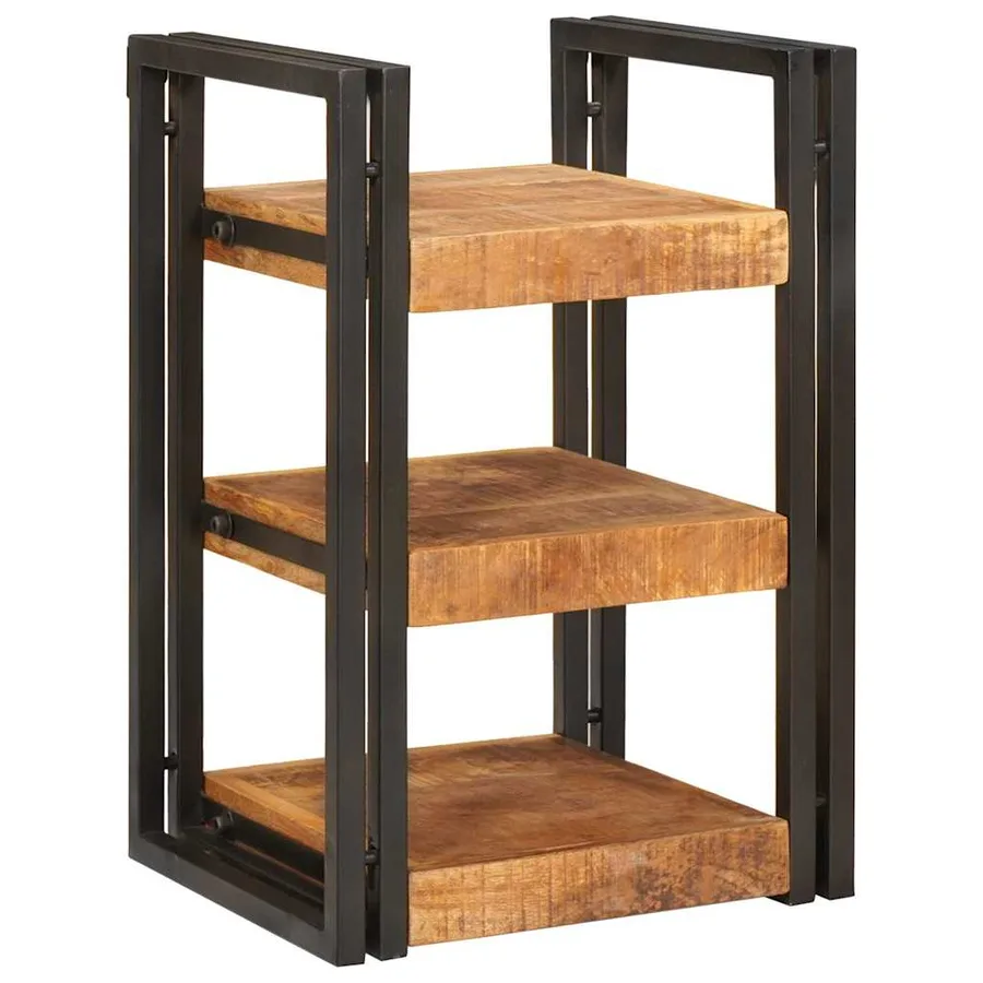 Table de chevet 2 pcs Marron et Noir Bois de mangue massif - 2