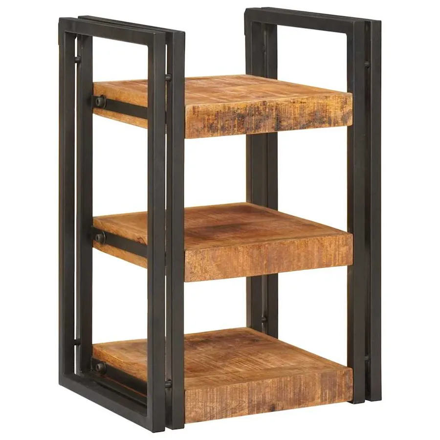 Table de chevet 2 pcs Marron et Noir Bois de mangue massif - 3