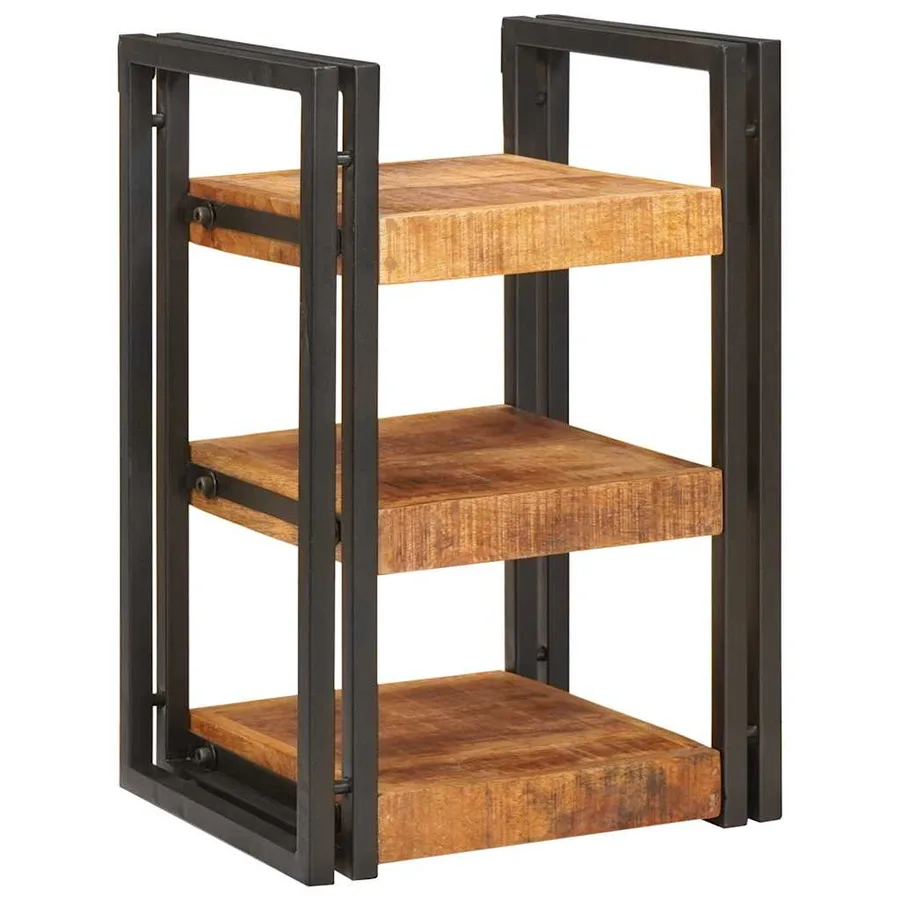 Table de chevet 2 pcs Marron et Noir Bois de mangue massif - 4