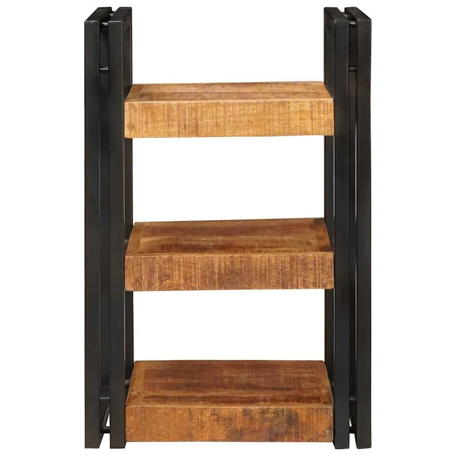 Table de chevet 2 pcs Marron et Noir Bois de mangue massif - 5