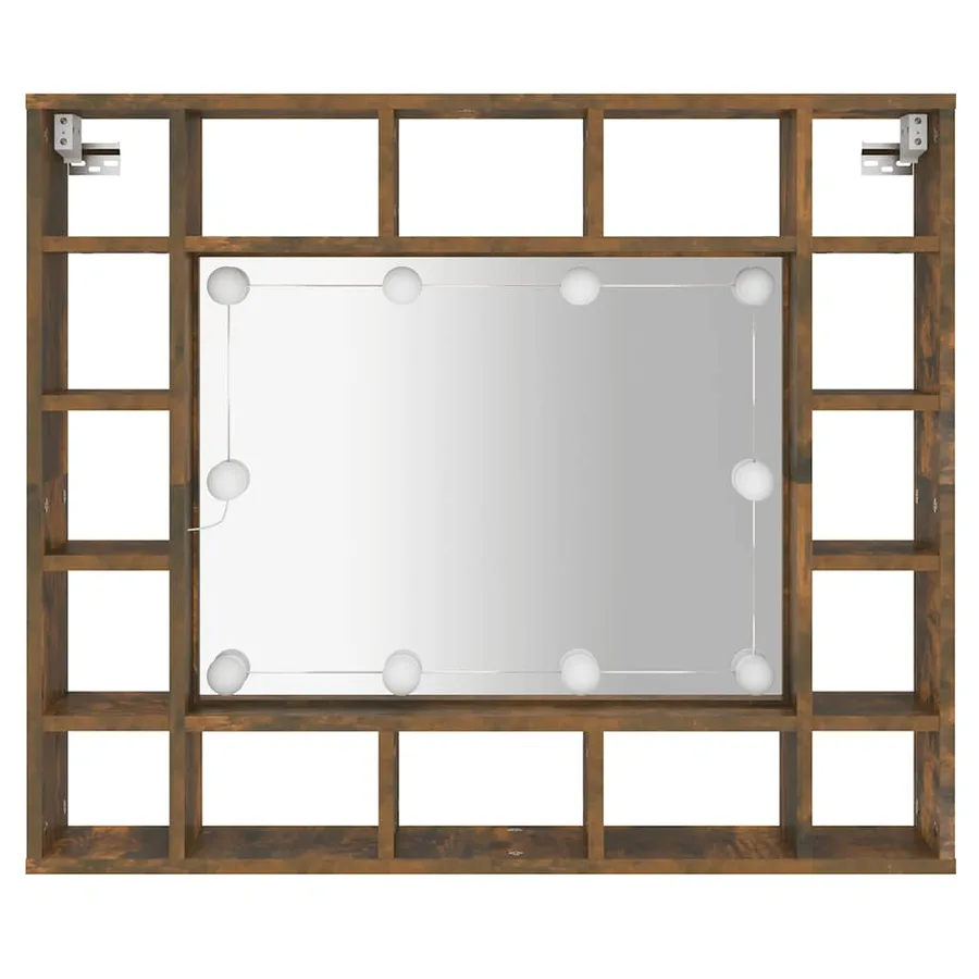 Armoire à miroir avec LED Chêne fumé 91x15x76,5 cm - 7