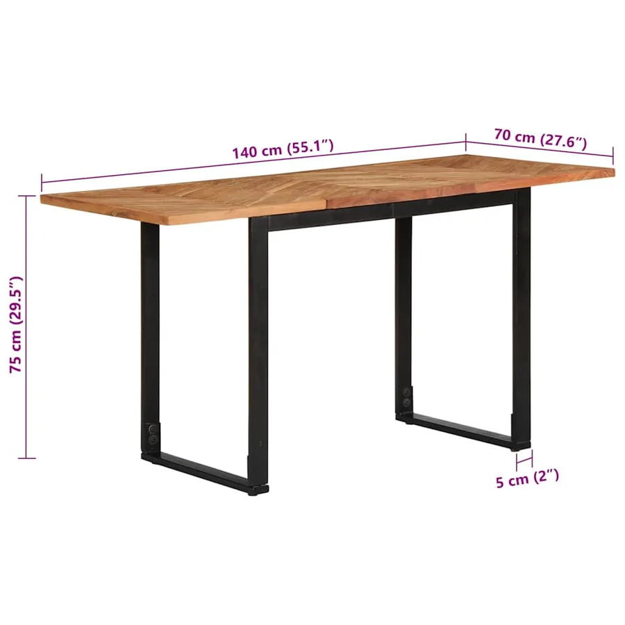 Table à manger 140x70x75 cm bois massif d'acacia - 9