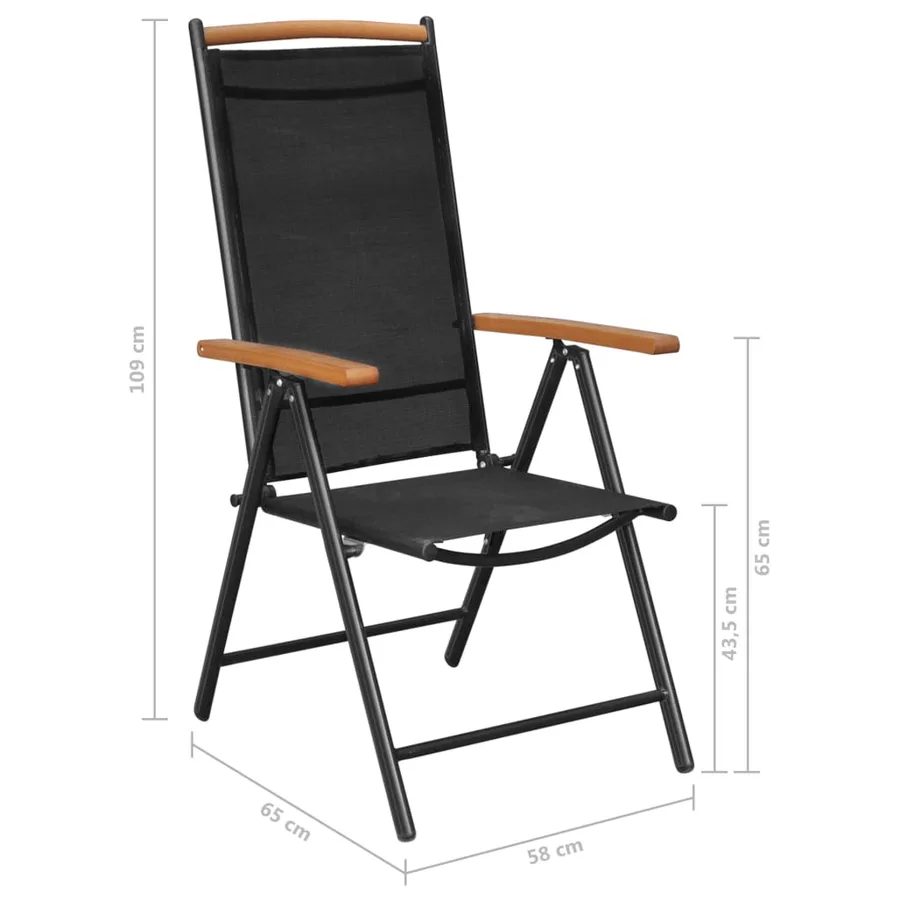 Ensemble à manger de jardin 9 pcs aluminium noir - 10