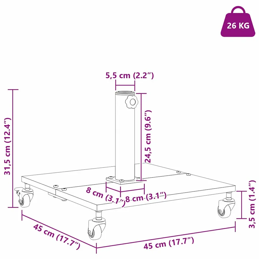 Pied de parasol Bois Clair 45 x 45 x 31,5 cm - 13
