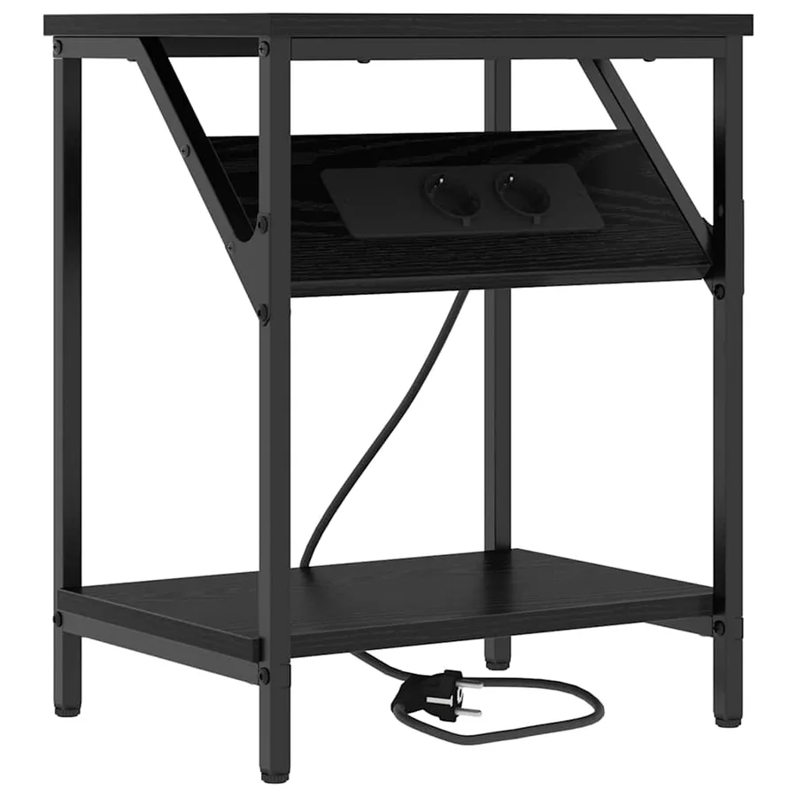 Cabinet de chevet Chêne noir 38 x 30 x 48 cm Bois d'ingénierie - 2