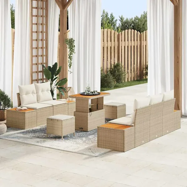 Ensemble de canapé de jardin avec coussin 8 pcs Beige et crème