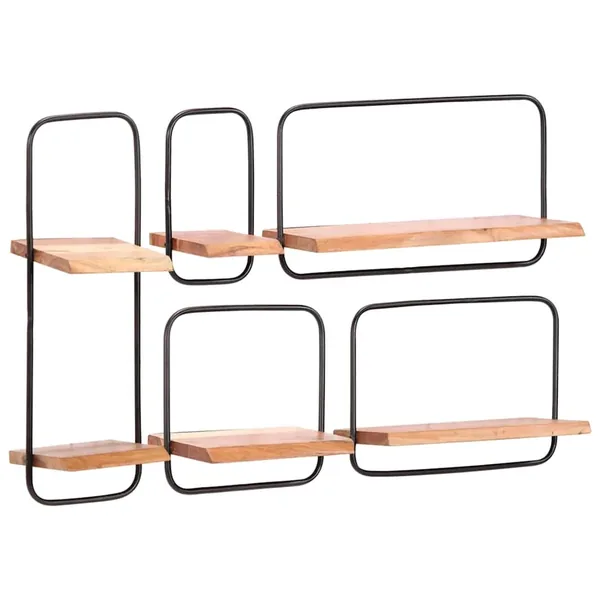 Étagères murales 5 pcs en bois massif d'acacia