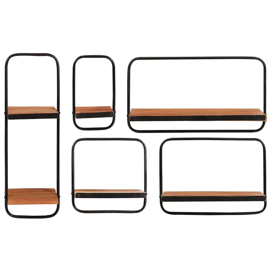 Étagères murales 5 pcs en bois massif d'acacia - 8