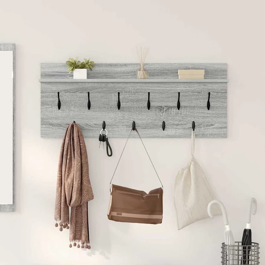 Porte-manteau mural avec étagère Gris Sonoma 100 x 40 x 12 cm