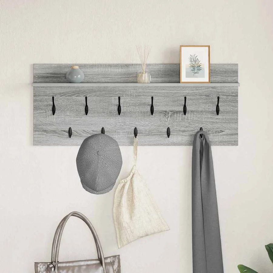 Porte-manteau mural avec étagère Gris Sonoma 100 x 40 x 12 cm - 4