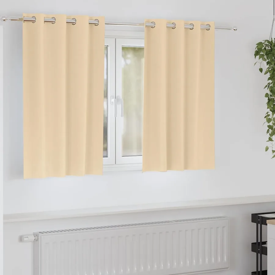 Rideaux occultants avec anneaux 2 pcs Crème 140 x 140 cm