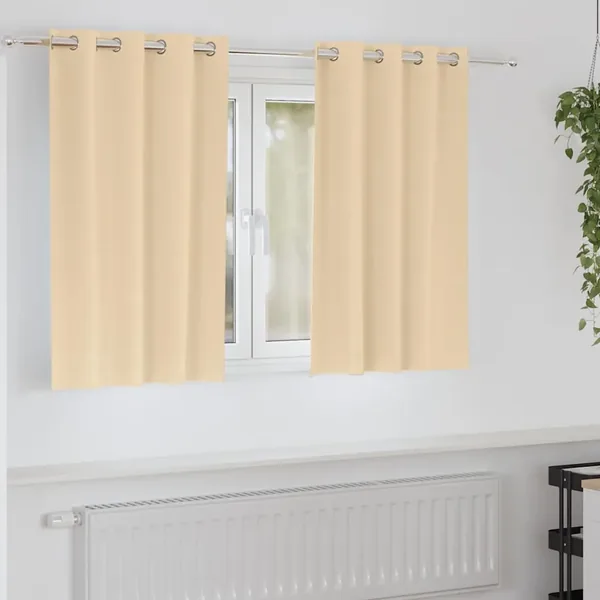 Rideaux occultants avec anneaux 2 pcs Crème 140 x 140 cm