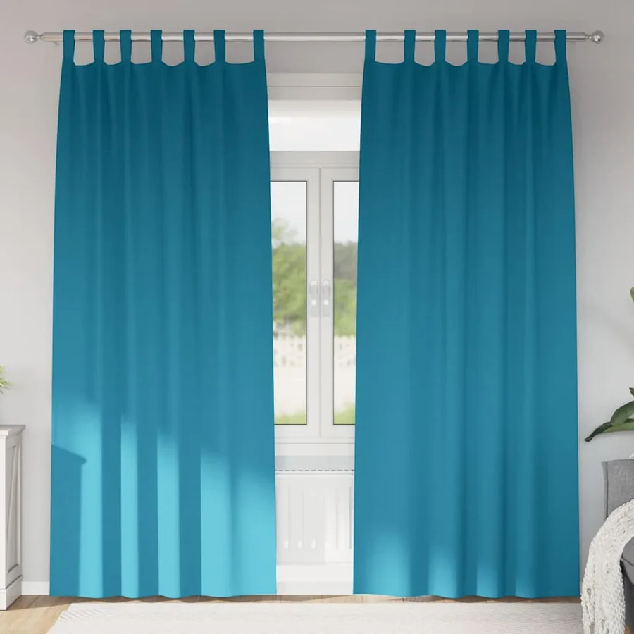 Rideaux occultants avec anneaux 2 pcs Turquoise 245 x 140 cm