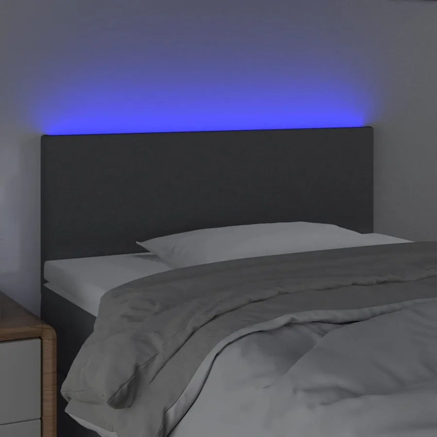 Tête de lit à LED Gris foncé 100x5x78/88 cm Tissu - 3