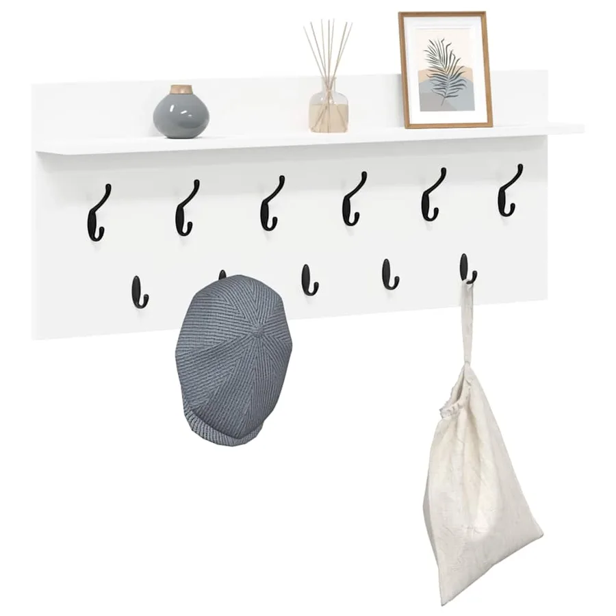 Porte-manteau mural Blanc 100 x 40 x 12 cm Bois d'ingénierie - 3