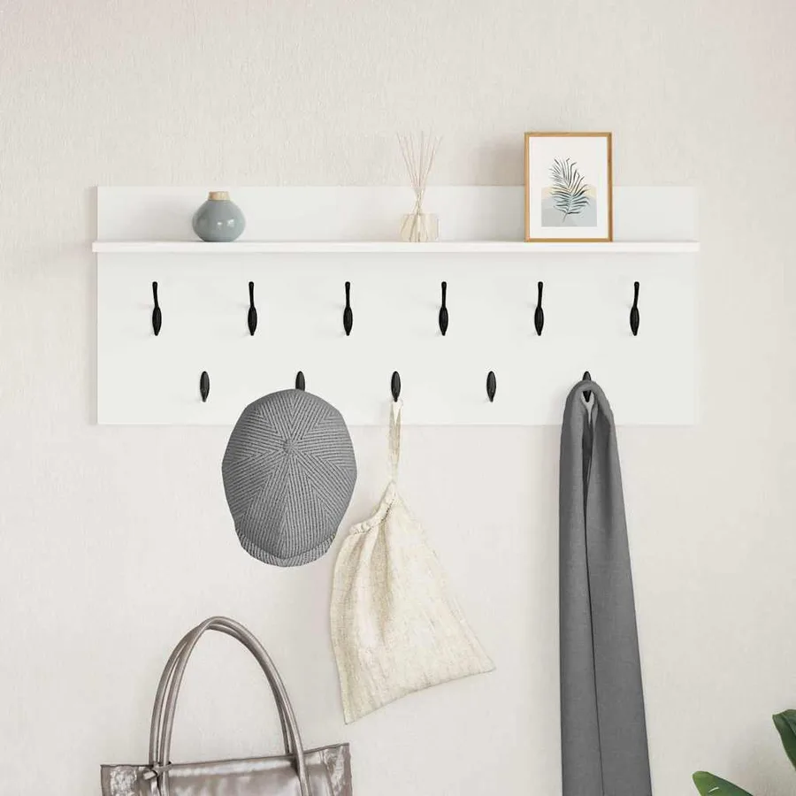 Porte-manteau mural Blanc 100 x 40 x 12 cm Bois d'ingénierie - 4