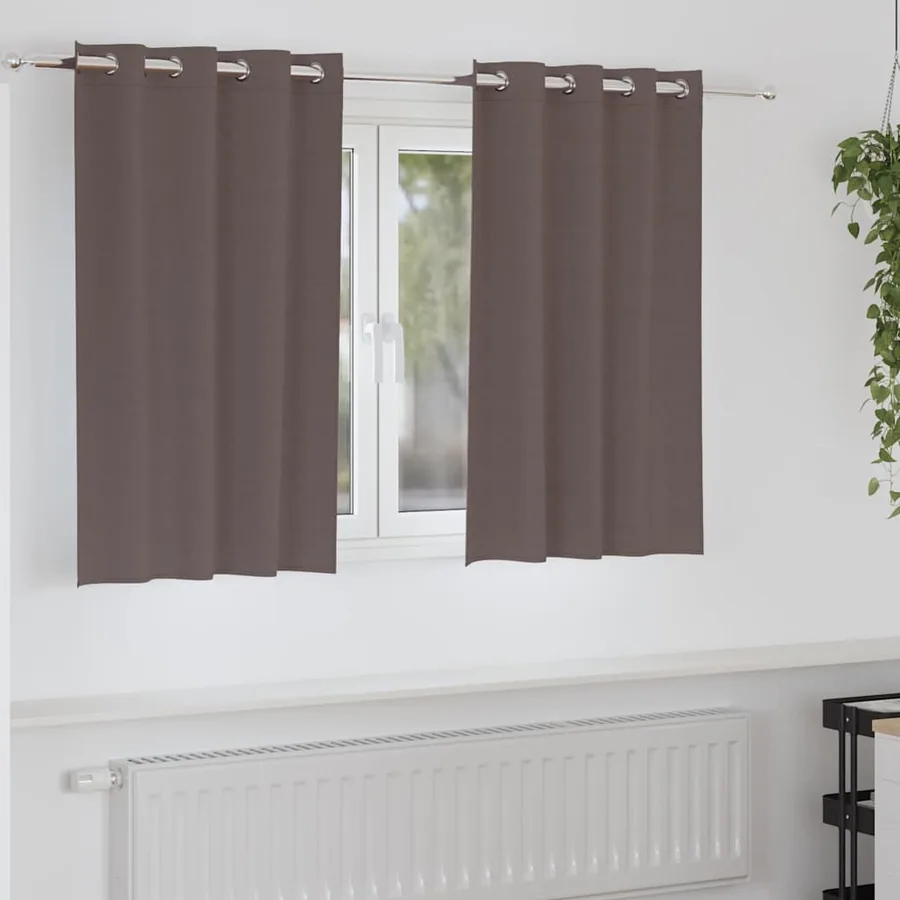 Rideaux occultants avec anneaux 2 pcs Marron foncé 140 x 140 cm