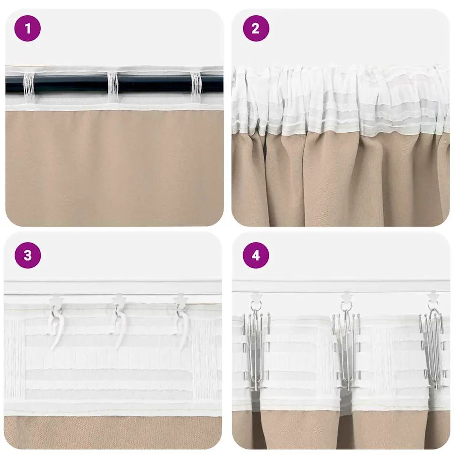 Rideaux occultants avec anneaux 2 pcs Taupe 260 x 140 cm - 7