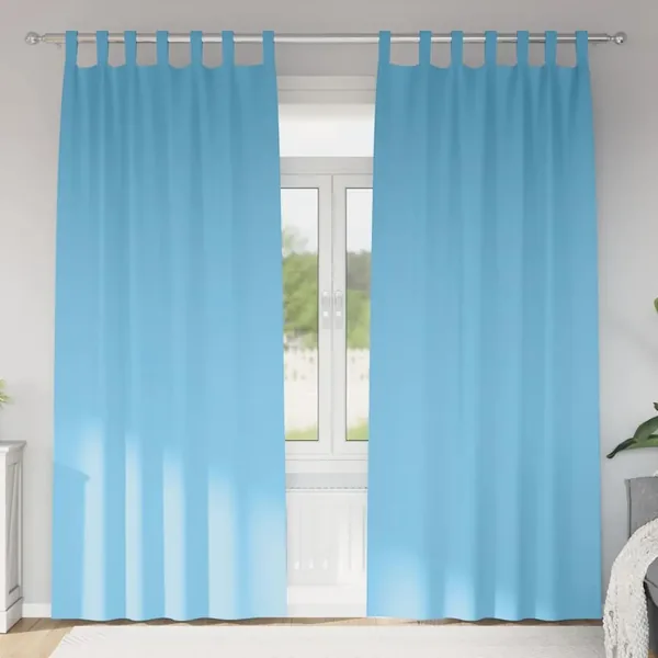 Rideaux occultants avec anneaux 2 pcs Bleu clair 260 x 140 cm