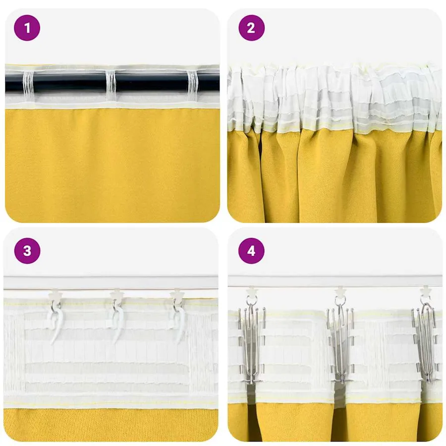 Rideaux occultants avec anneaux 2 pcs Jaune moutarde - 7