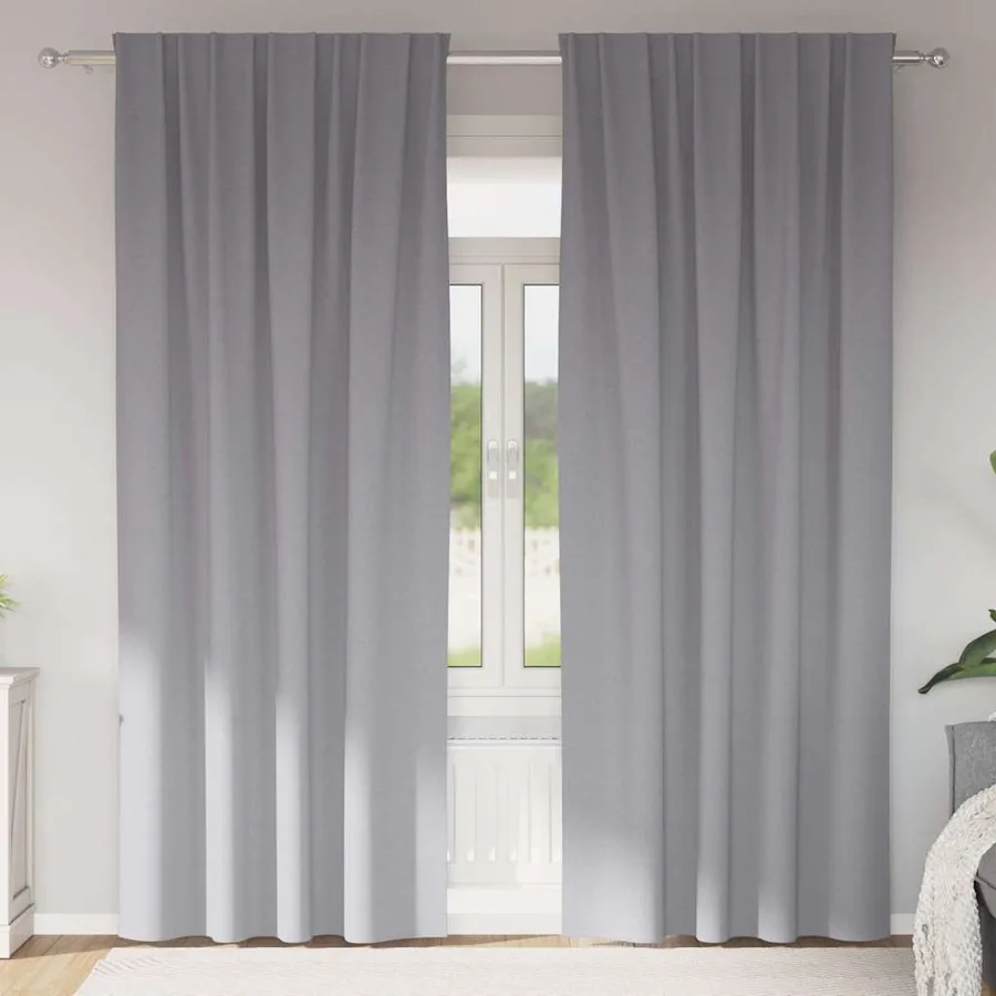Rideaux occultants avec anneaux 2 pcs Gris clair 245 x 140 cm